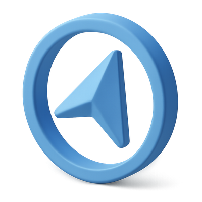 Stylish 3D Navigation Arrow Icon in Blue