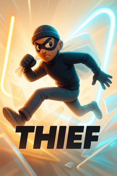 Dynamic Neon-Themed Thief Illustration with Luminous Effects