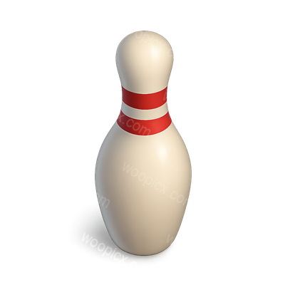 Stylish 3D Bowling Pin Icon with Red Stripes