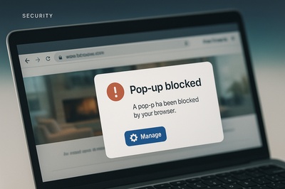 Pop-up Blocked Notification on Laptop Screen