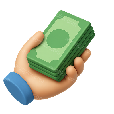 3D Icon of a Hand Holding Money with Isometric View
