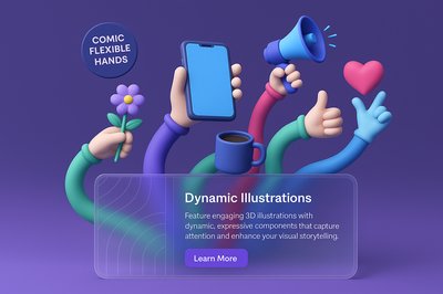 Creative 3D Web Page with Dynamic Illustrations