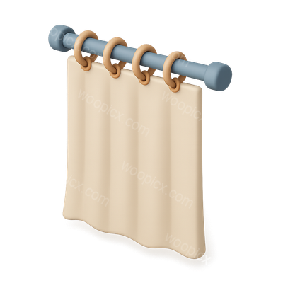 Stylish 3D Icon of Shower Curtain with Rings