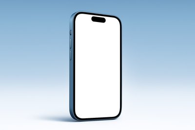 Blue Phone Displayed Diagonally with Gradient Background