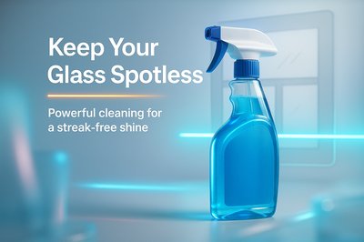 Promotional Cleaning Product Image Featuring Glass Cleaner Bottle