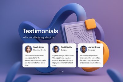 Engaging Testimonials Section with 3D Design Elements