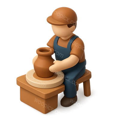 3D Icon of Potter at Wheel in Isometric View