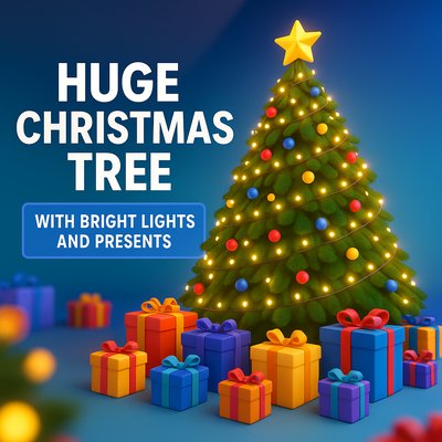 Vibrant Christmas Tree with Gifts and Lights