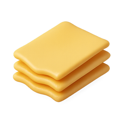 Stack of Processed Cheese Slices on a White Background