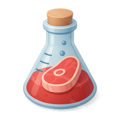 3D Icon of Lab-Grown Meat in a Flask