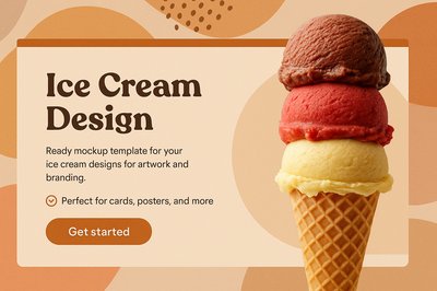 Boho Style Ice Cream Design Mockup for Artwork