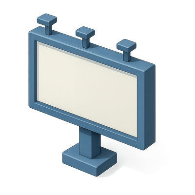 3D Billboard Icon with Isometric View and Transparent Background