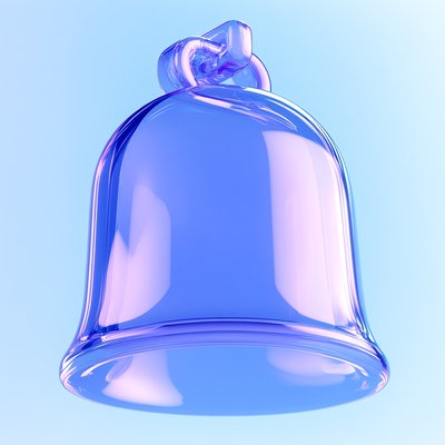 3D Glossy Bell Icon with Soft Lighting