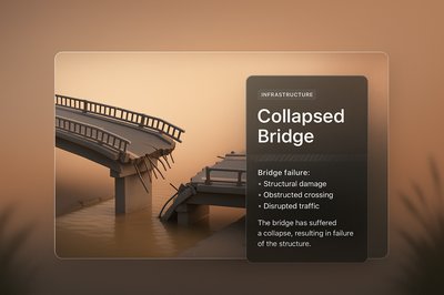 Visual Representation of a Collapsed Bridge with Design Elements