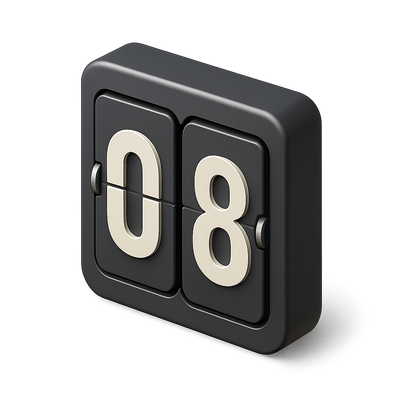 Minimalist Flip Clock Display Showing 08