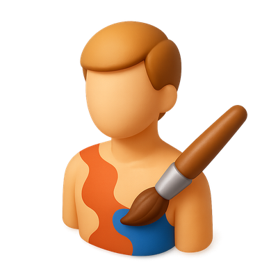 3D Body Paint Icon with Isometric Design
