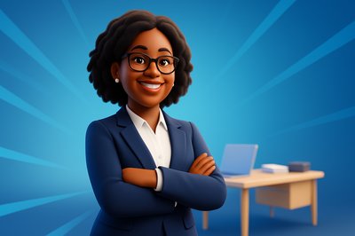 Confident Business Woman CEO Smiling in Modern Office