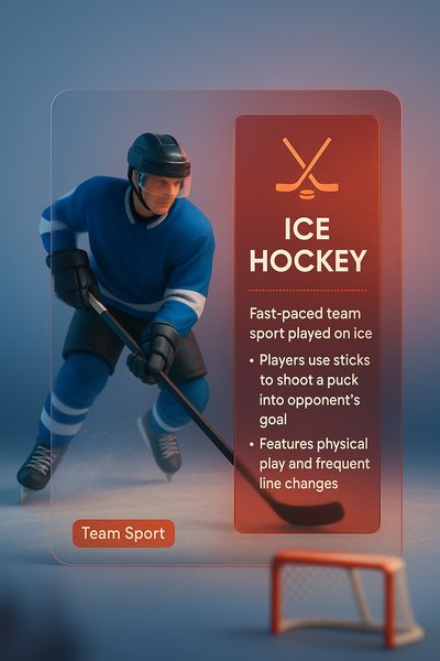 3D Ice Hockey Illustration with Informative Overlay