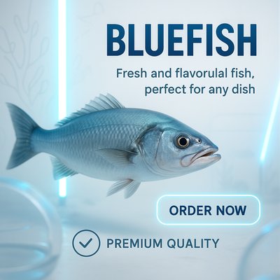 Realistic Bluefish Advertising Carousel Slide Design