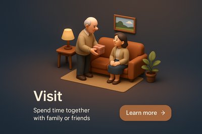 Charming 3D Scene of Family Visit in Realistic Style