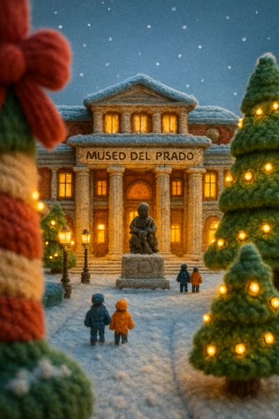 Festive Scene at the Prado Museum in Madrid