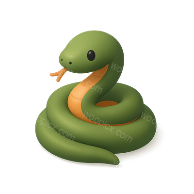Stylized 3D Snake Icon with Volumetric Design