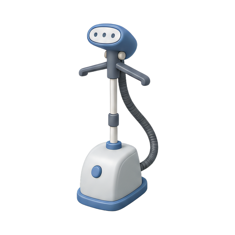 standing garment steamer in action