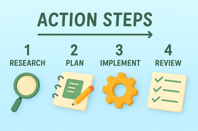Infographic Illustrating Action Steps for Project Management