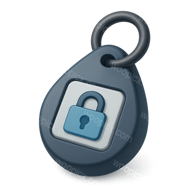 Stylish 3D Key Fob Icon with Lock Symbol