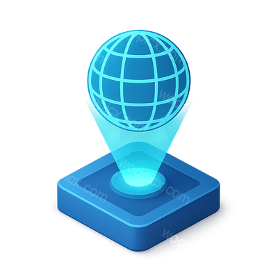 Stylized 3D Hologram Icon with Globe Projection