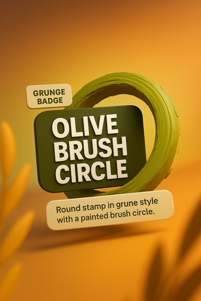 Modern Grunge Badge Design Featuring Olive Brush Circle