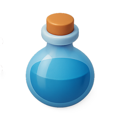 Stylized Potion Bottle Design with Vibrant Colors