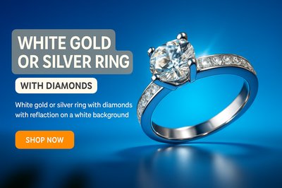 Elegant White Gold or Silver Ring with Diamonds for Jewelry Promotion