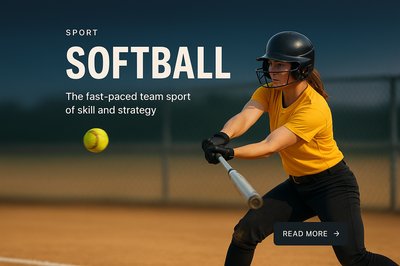 Dynamic Softball Action Illustration for Sports Webpage
