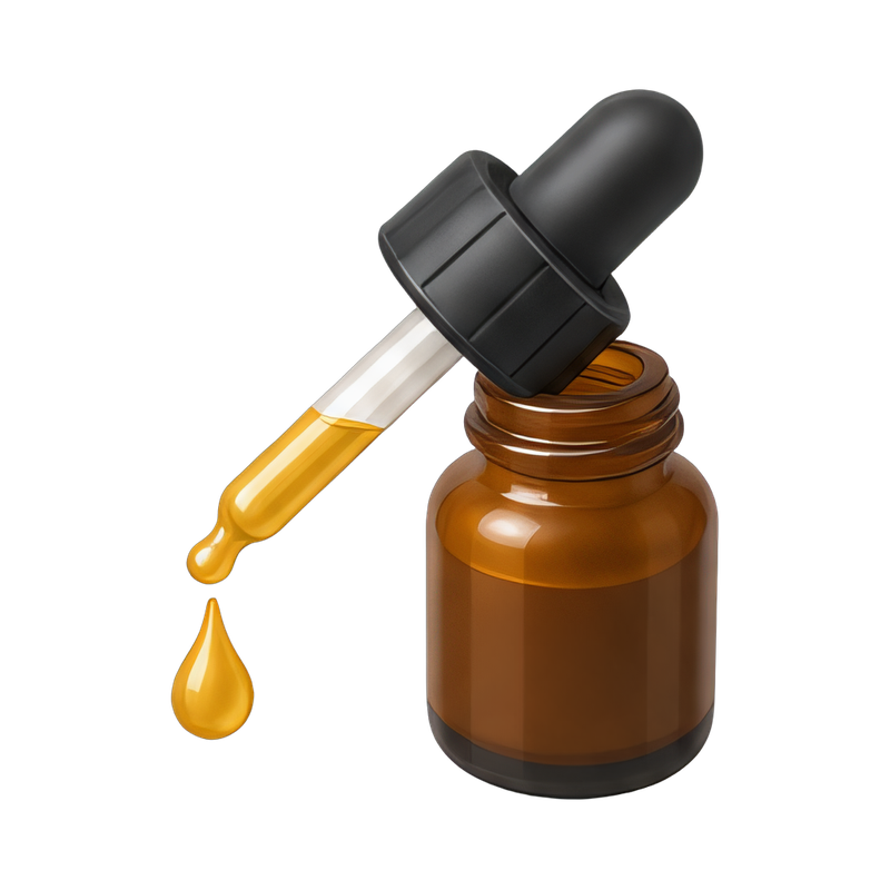 Beard oil dropper in focus