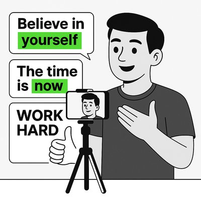 Motivational Illustration of a Person Filming Themselves
