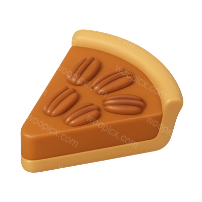 3D Pecan Pie Icon with Isometric Design