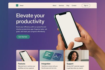 Futuristic Landing Page Design Featuring Smartphone