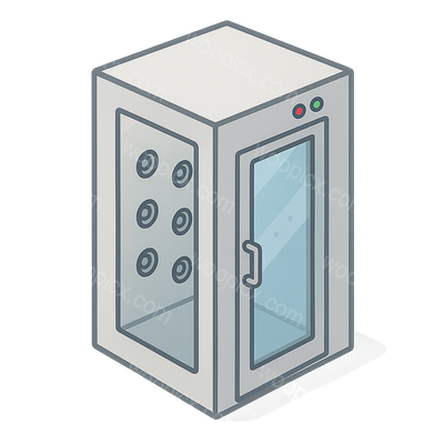 Stylized 3D Air Shower Booth Icon for Clean Environments