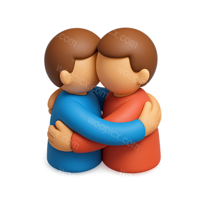3D Icon of Two People Hugging in Isometric View