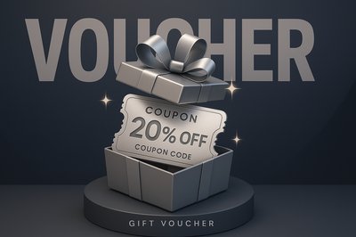 Stylish 3D Platinum Gift Coupon on Podium