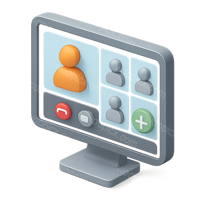 3D Video Conference Icon in Isometric View
