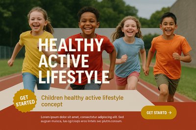 Joyful Children Running on Athletic Track