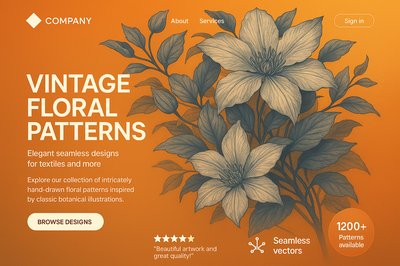 Dynamic Floral Pattern Landing Page Design