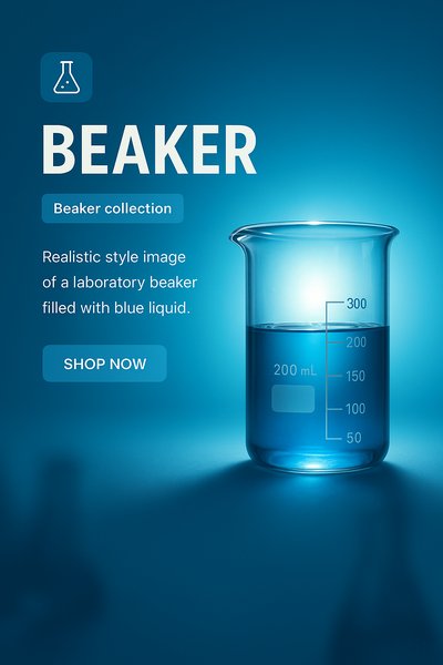 Realistic Laboratory Beaker with Blue Liquid Image for Marketing