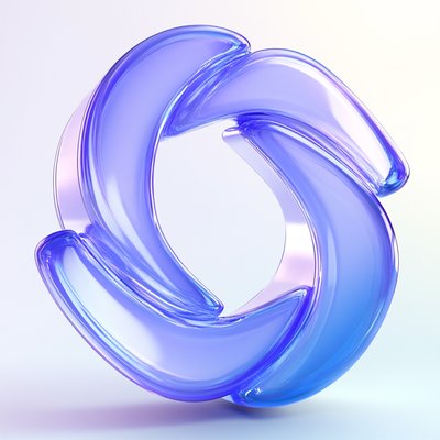 Abstract 3D Shape with Smooth Curves and Gradient Colors