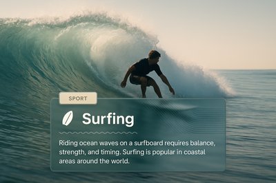 Bright and Inviting Surfing Design with Integrated Text Blocks