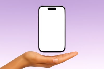 Floating Purple Smartphone Above a Hand