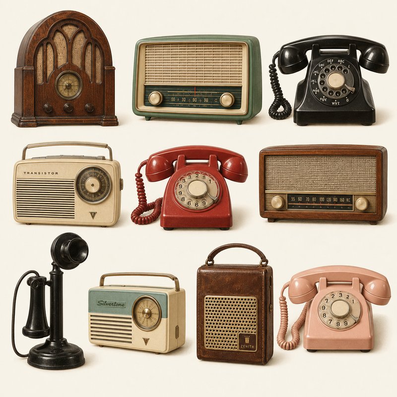 vintage radio and telephone collection