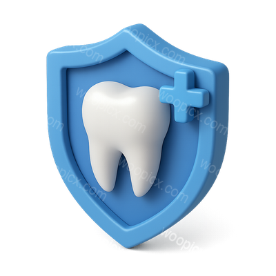3D Shielded Tooth Icon with Volumetric Design